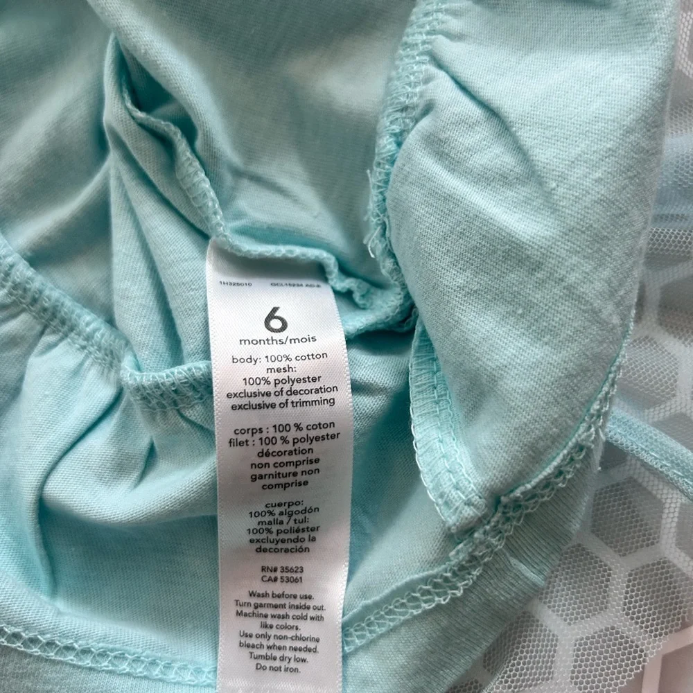 NWT Carter's Aqua Tulle Tutu Top with Gray Rainbow Leggings Size 6M